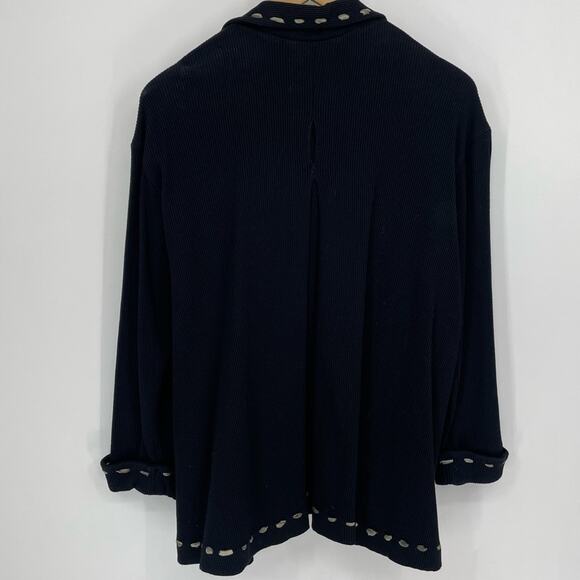 Taylor G Black Waffle Knit Floral Cardigan Sweater Unique Size Small - Picture 6 of 7